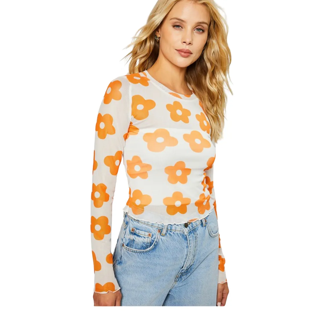 Ditsy Floral Mesh Top
