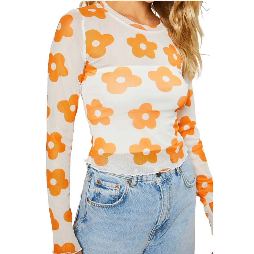 Ditsy Floral Mesh Top