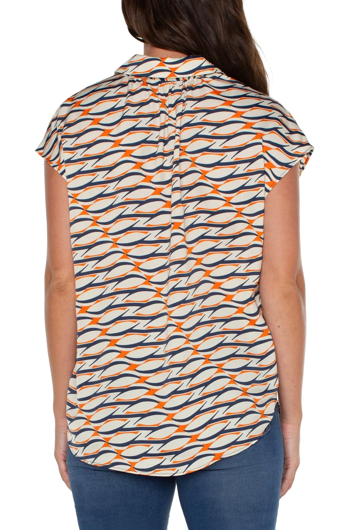 Dolman Sleeve Blouse w/Collar Button Front