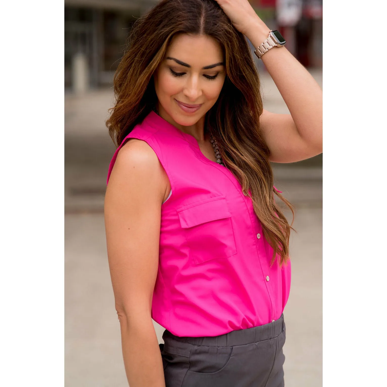 Double Pocket Button Tank