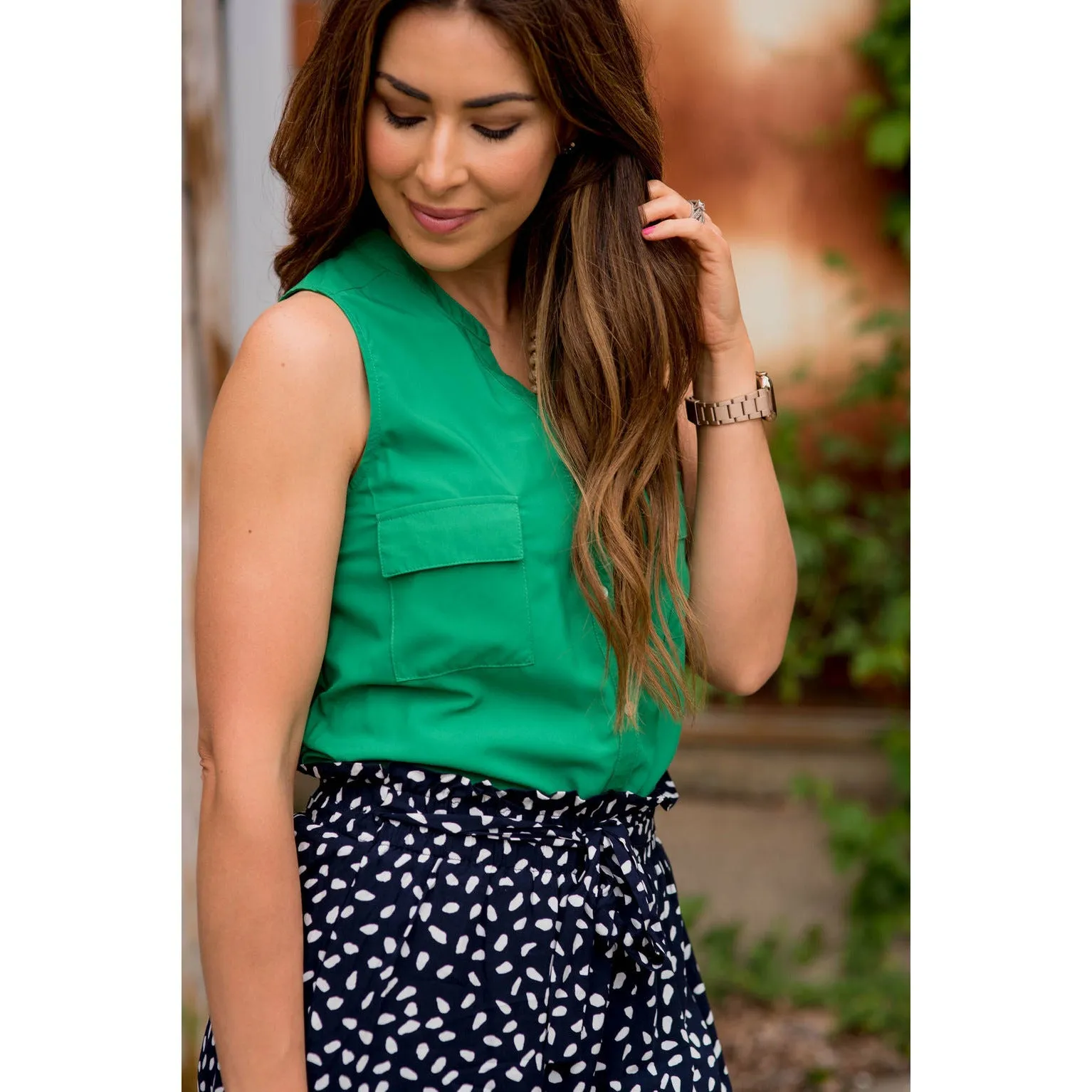 Double Pocket Button Tank