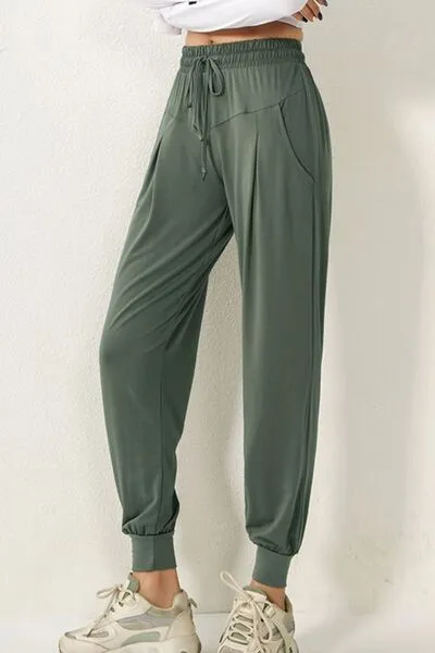 Drawstring High Waist Active Pants