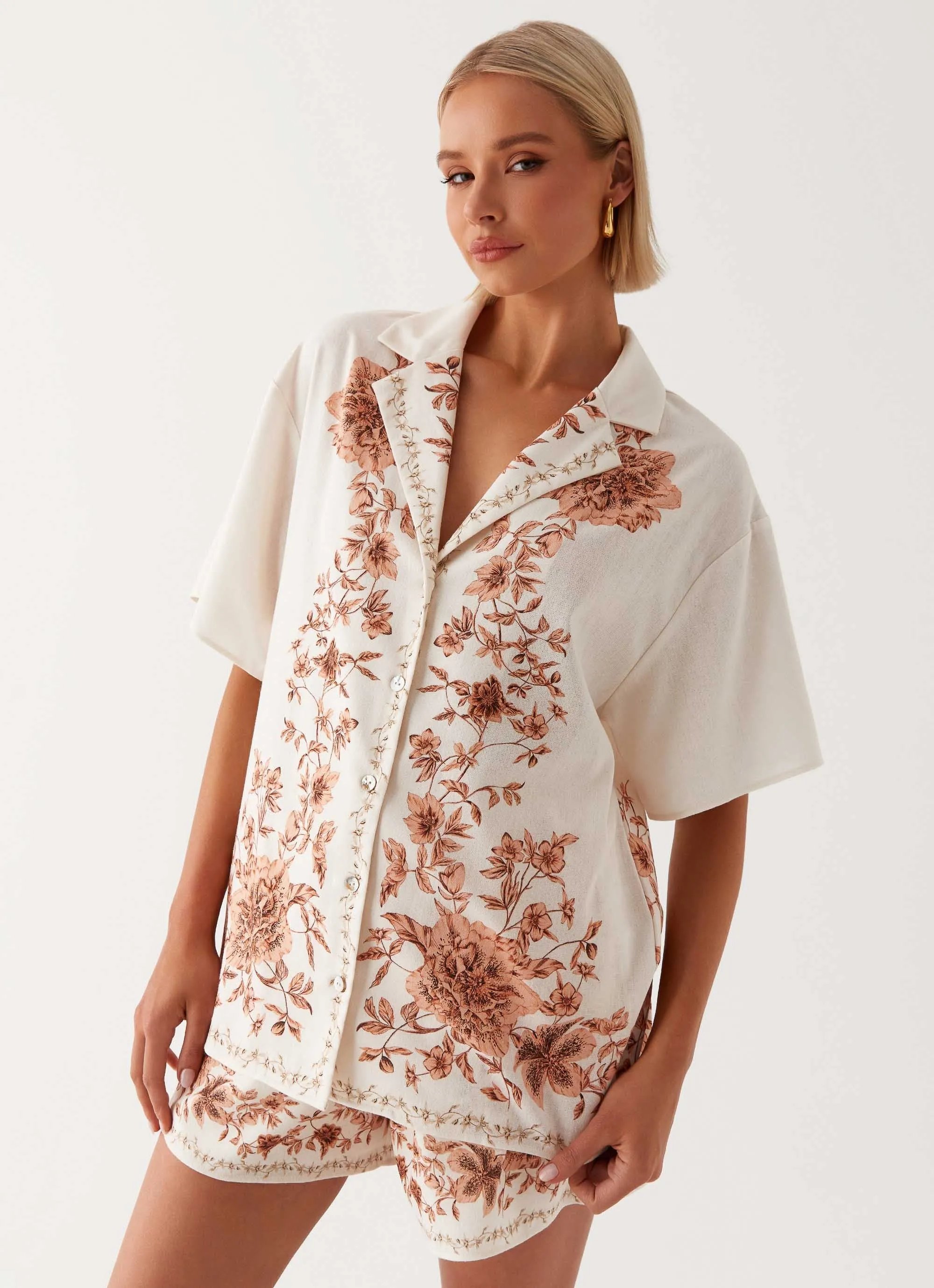 Dreamy Days Oversized Linen Shirt - Ivory