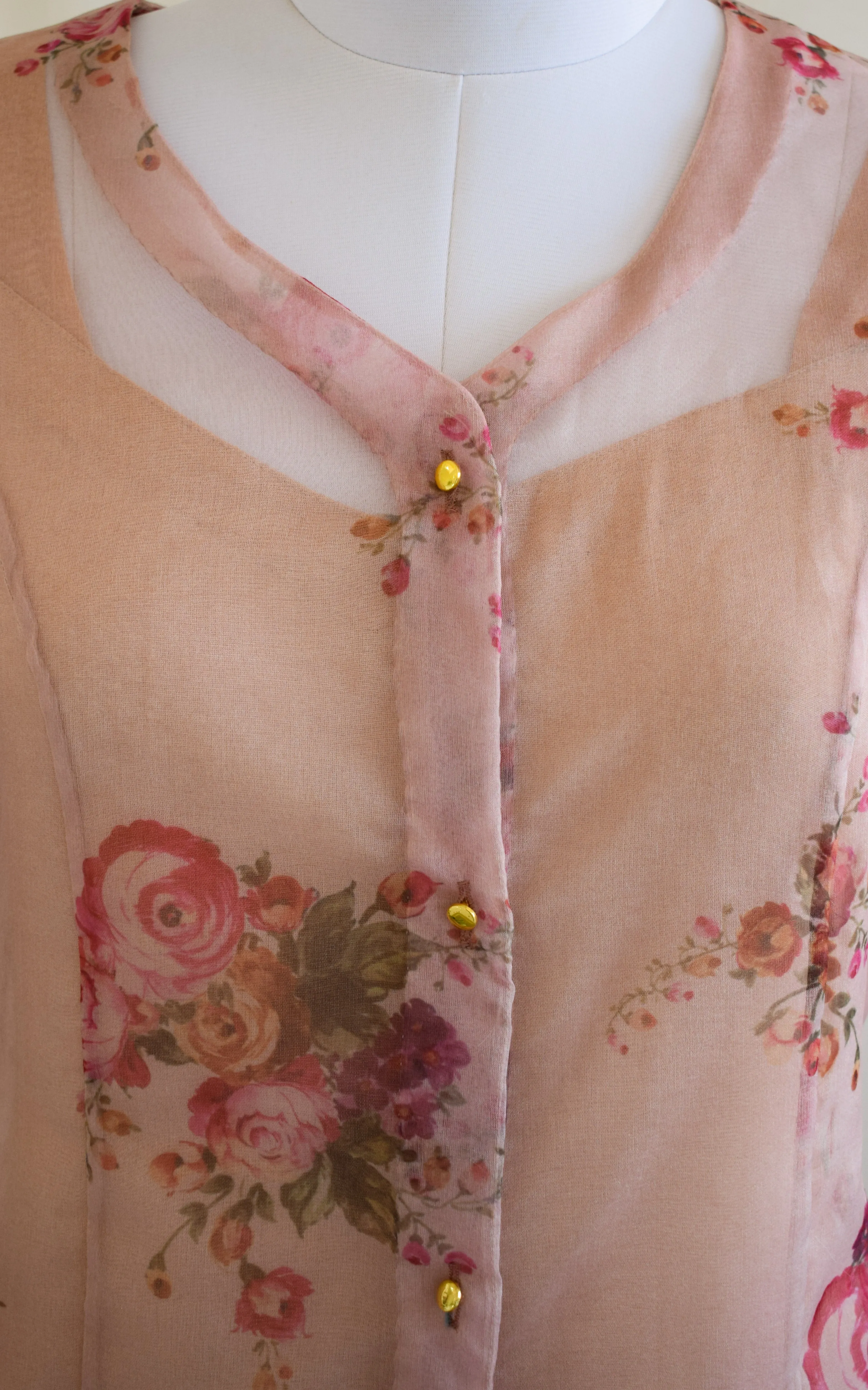 Dusty Pink Fluffed Sleeve Organza Top