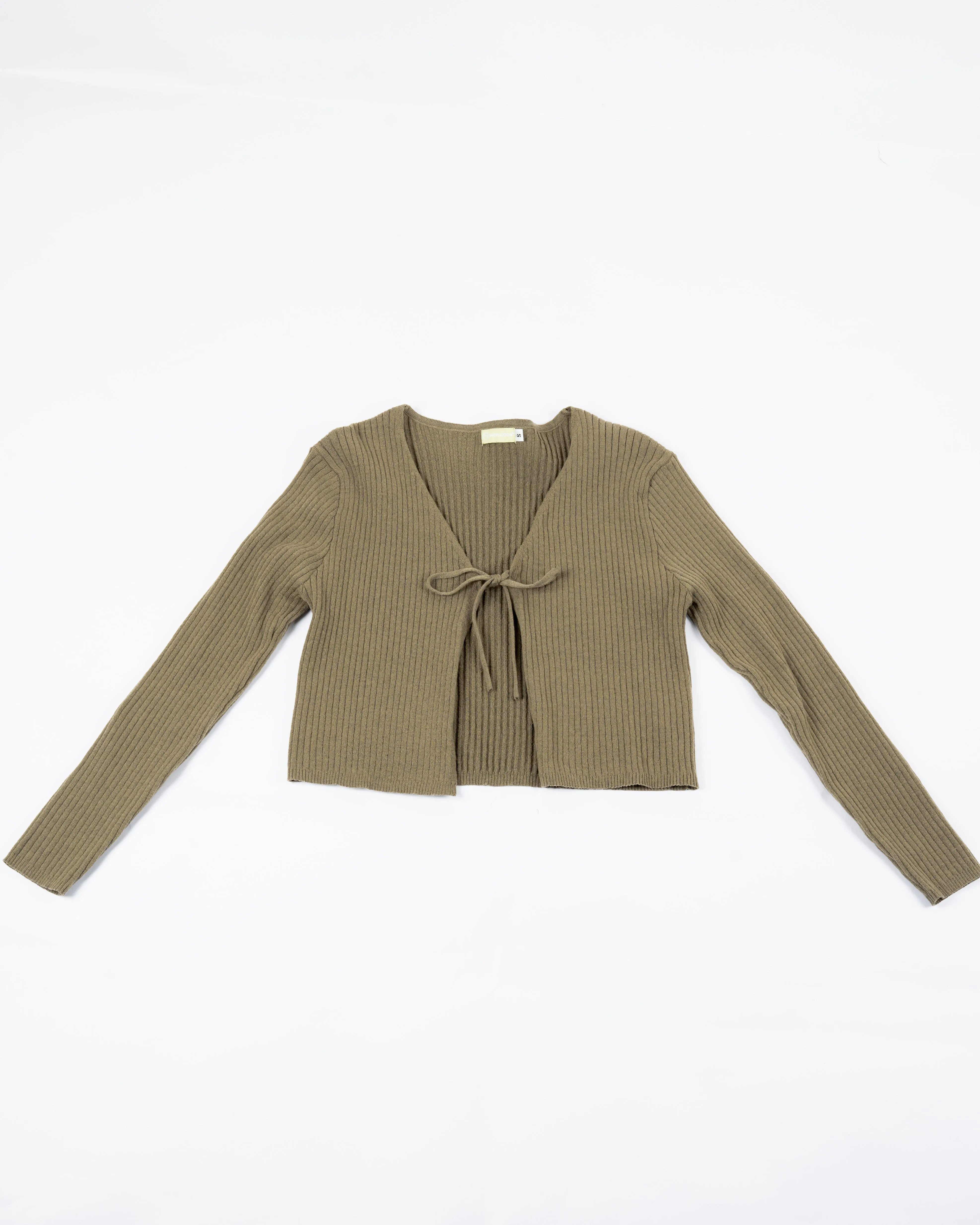 Eco Ribbed Knit Cardigan (Khaki Grey)