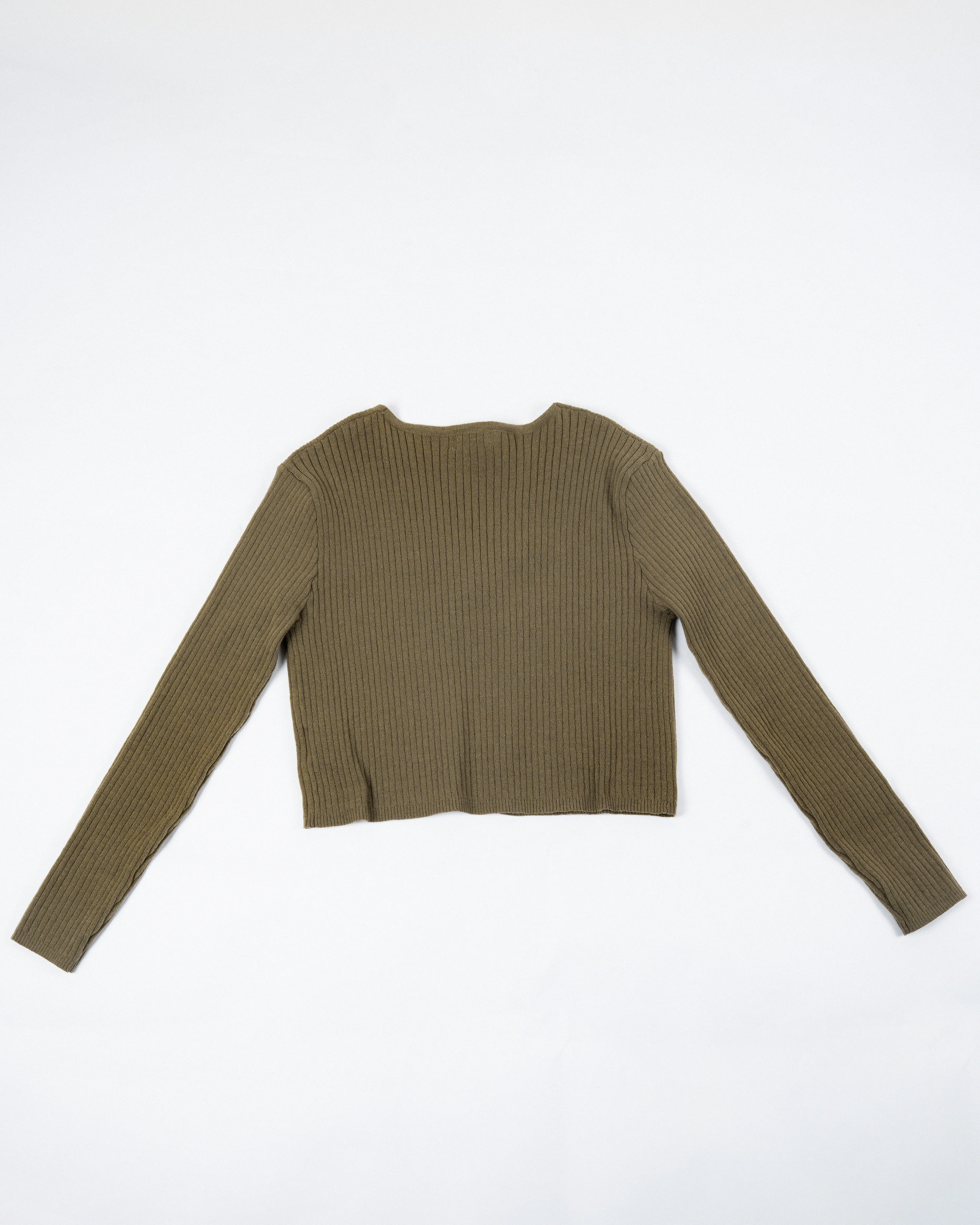 Eco Ribbed Knit Cardigan (Khaki Grey)