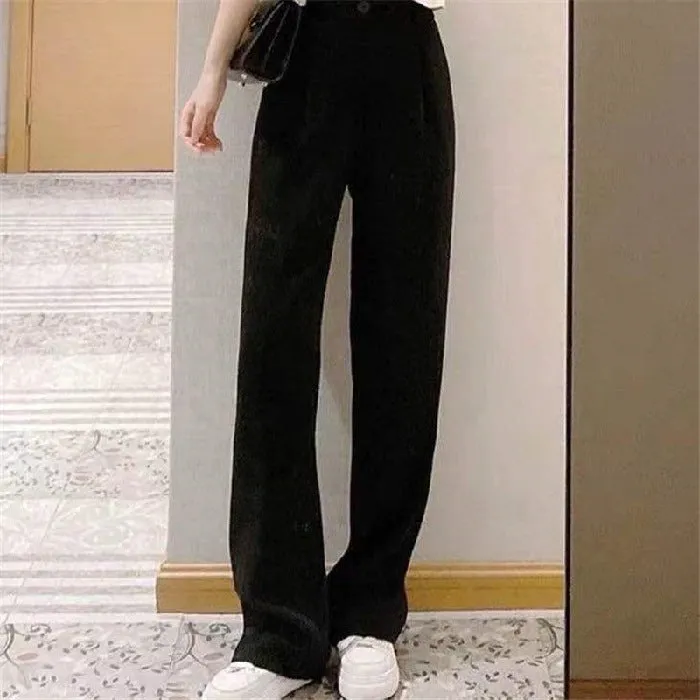 Elegant Sets Women Korean High Waist Suit Pants Drape Straight Long Lapel Slim Look Short Tops Two-Piece Pants