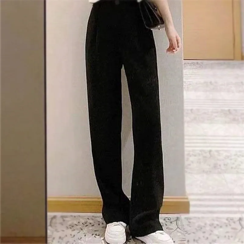 Elegant Sets Women Korean High Waist Suit Pants Drape Straight Long Lapel Slim Look Short Tops Two-Piece Pants