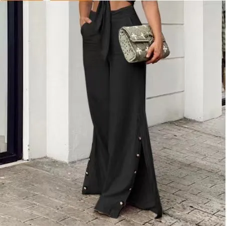 Elizabeth – High Waist Cotton Linen Wide Leg Pants