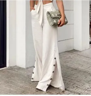 Elizabeth – High Waist Cotton Linen Wide Leg Pants
