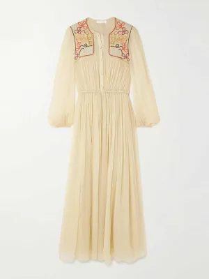 Embroidered  maxi shirt dress