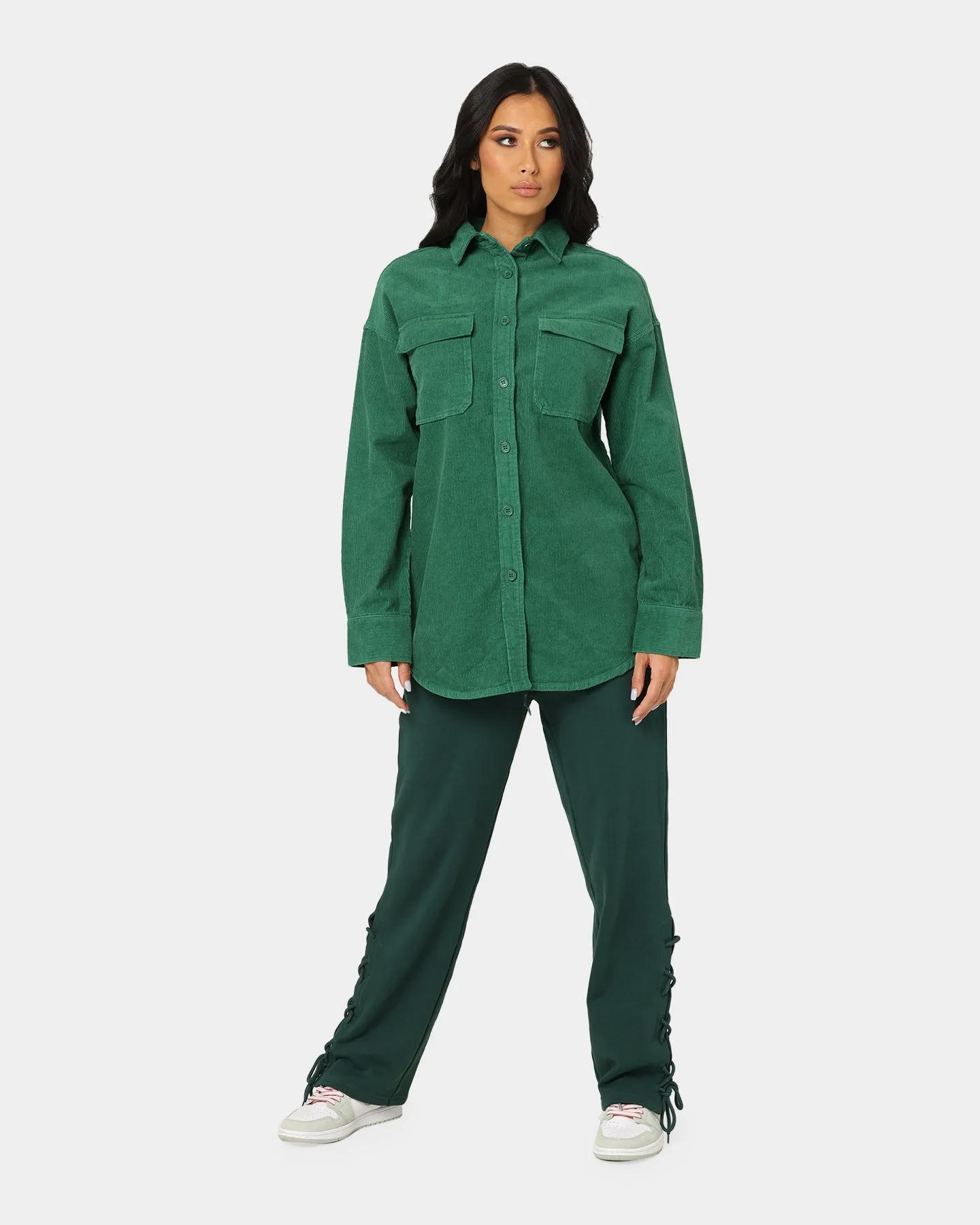 EN ES Women's Allie Oversized Shirt Forest Green