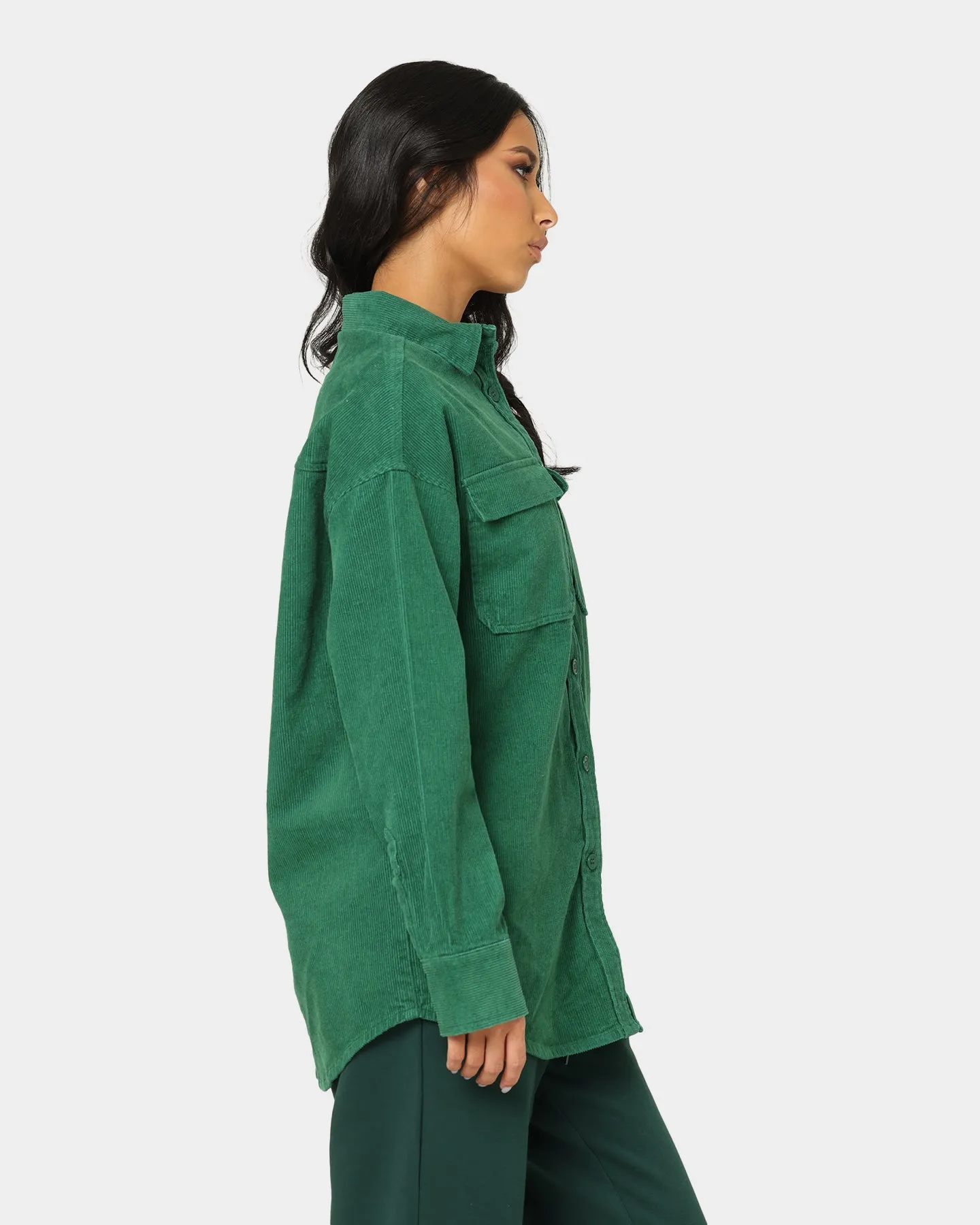 EN ES Women's Allie Oversized Shirt Forest Green