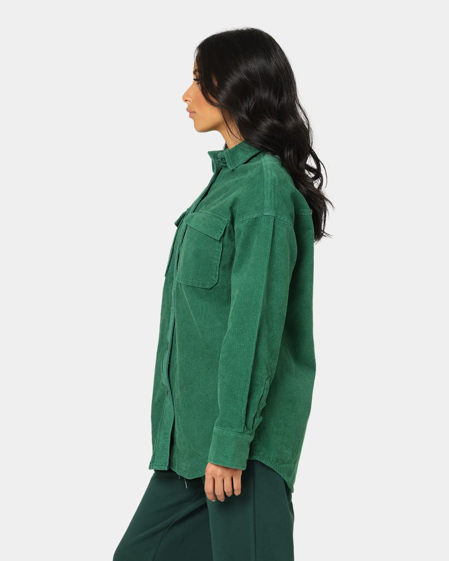 EN ES Women's Allie Oversized Shirt Forest Green