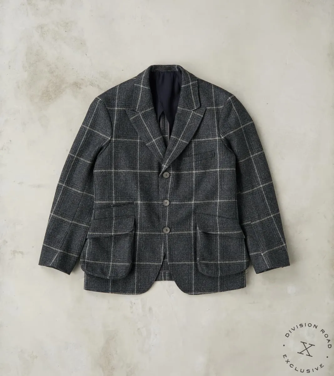 English Country Wanderer Jacket - Lovat® Charcoal Sporting Tweed Check