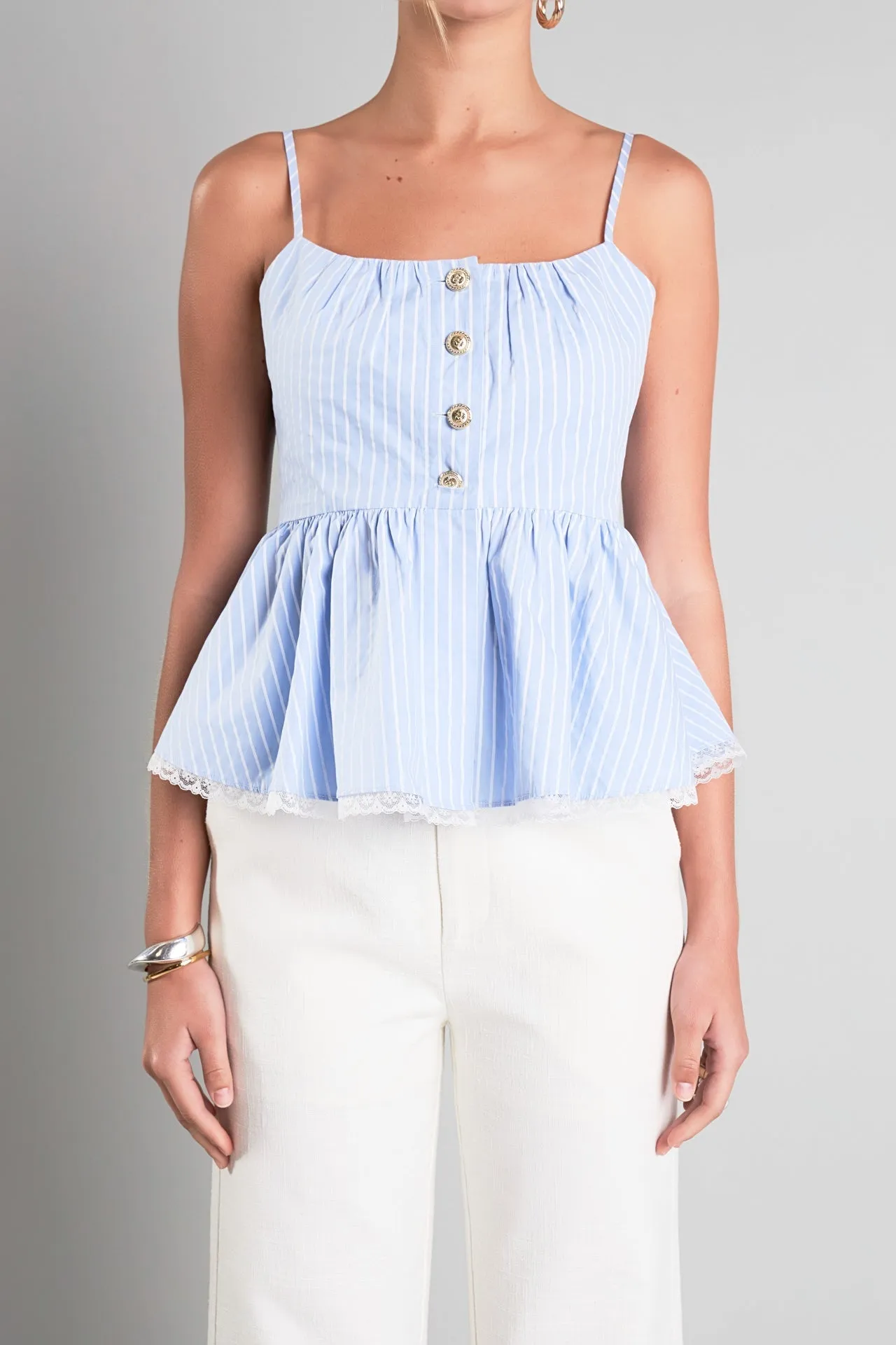 English Factory - Striped Peplum Top