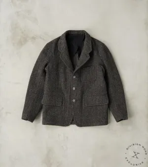English Hunt Work Jacket - Lovat® Graphite Honeycomb Stripe Shetland Tweed