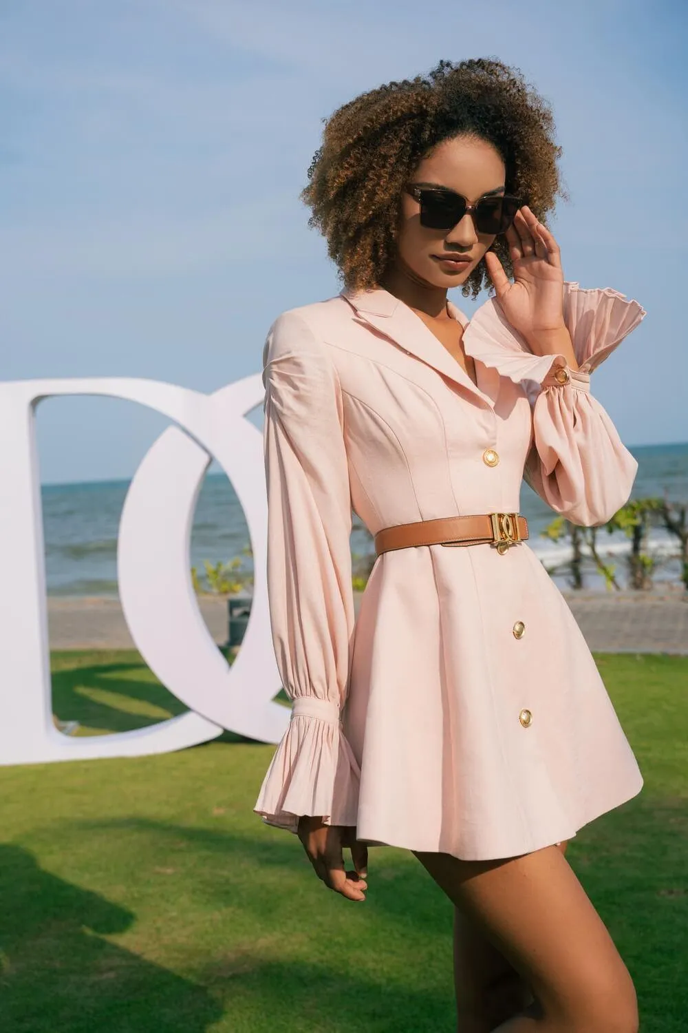 Esther Shirt Folded Collar Linen Mini Dress