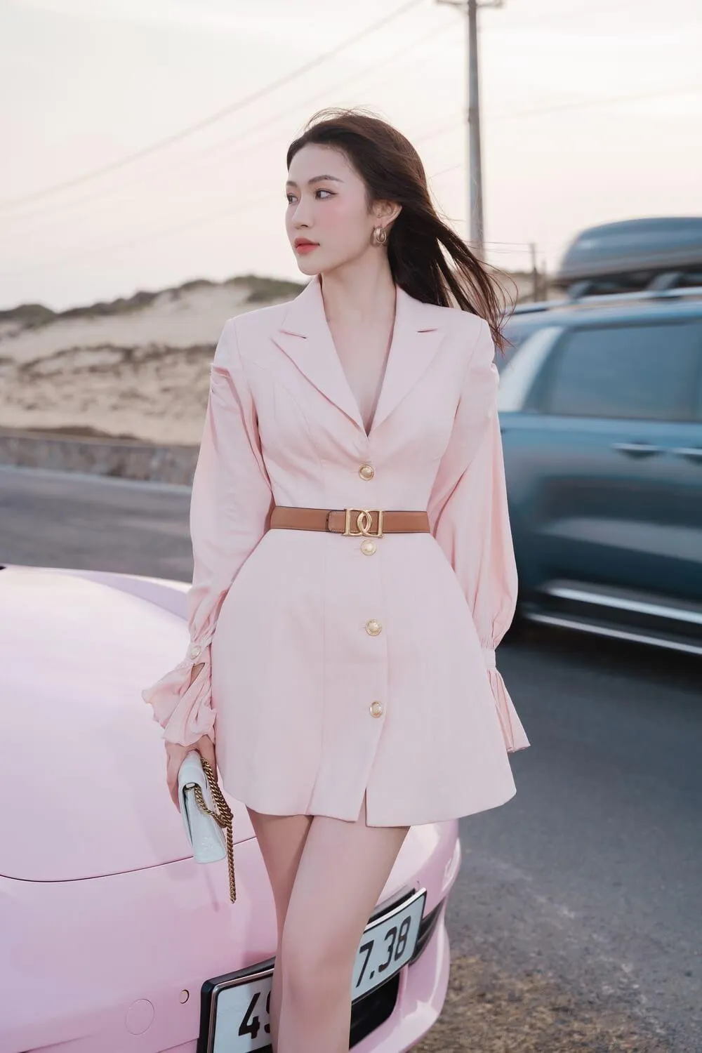 Esther Shirt Folded Collar Linen Mini Dress