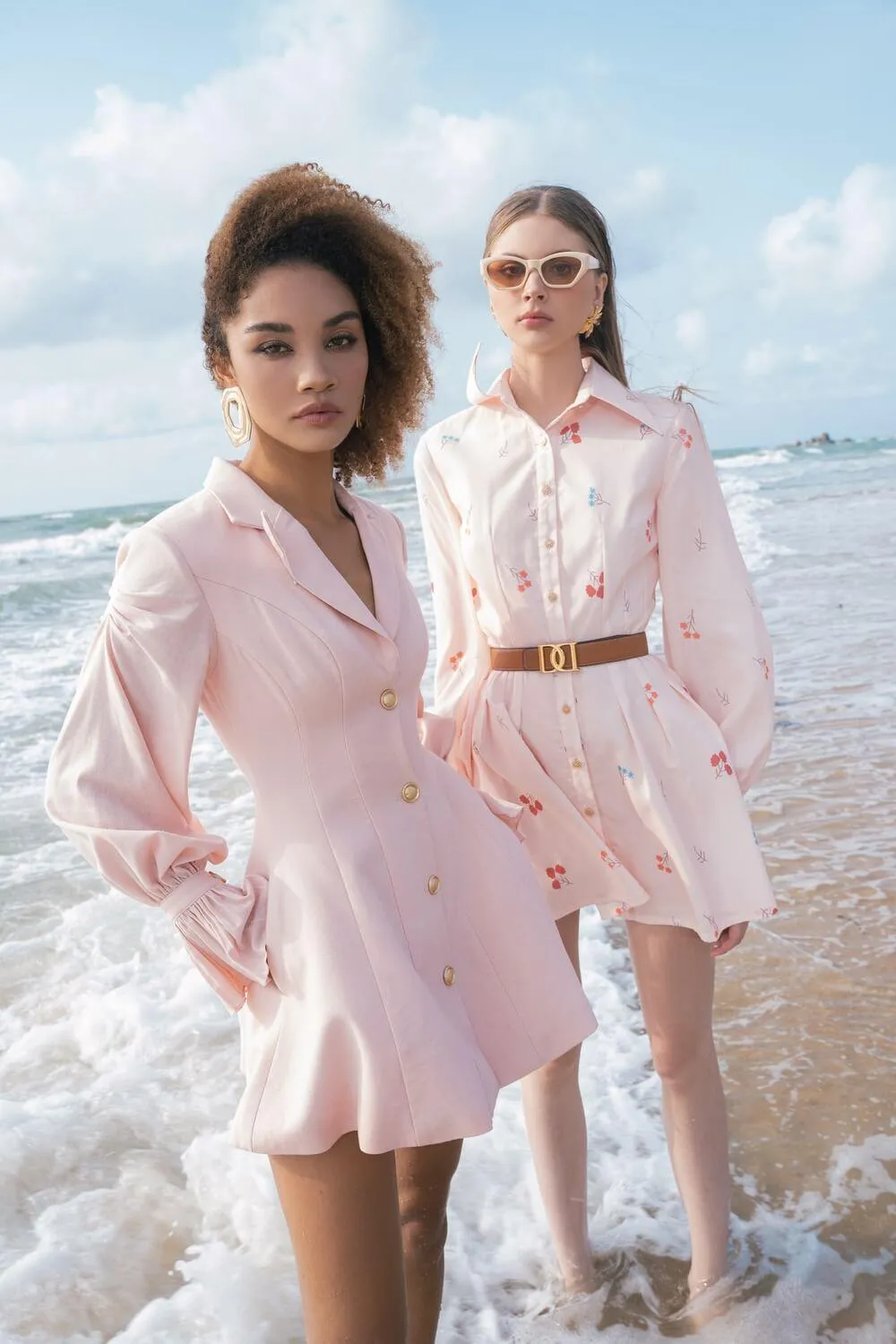 Esther Shirt Folded Collar Linen Mini Dress