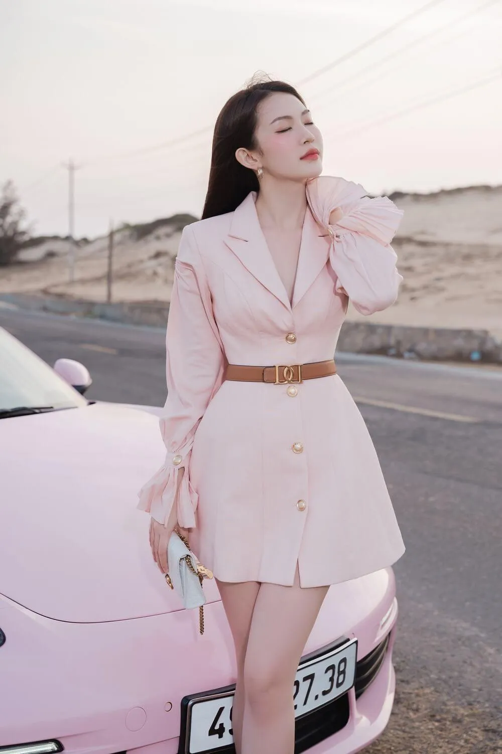 Esther Shirt Folded Collar Linen Mini Dress