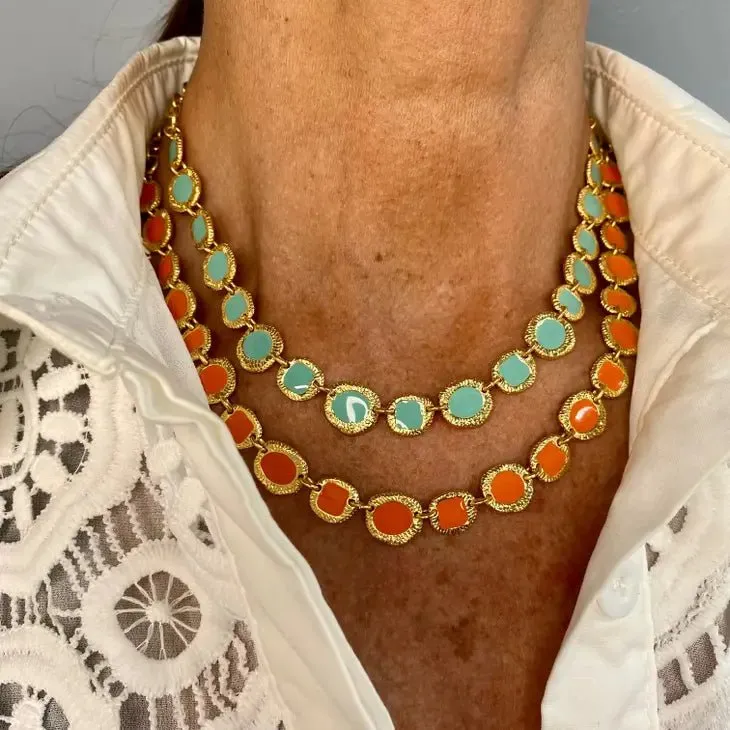 Etched coin layering necklace (Gold Coral)