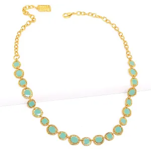 Etched coin layering necklace (Gold Green)