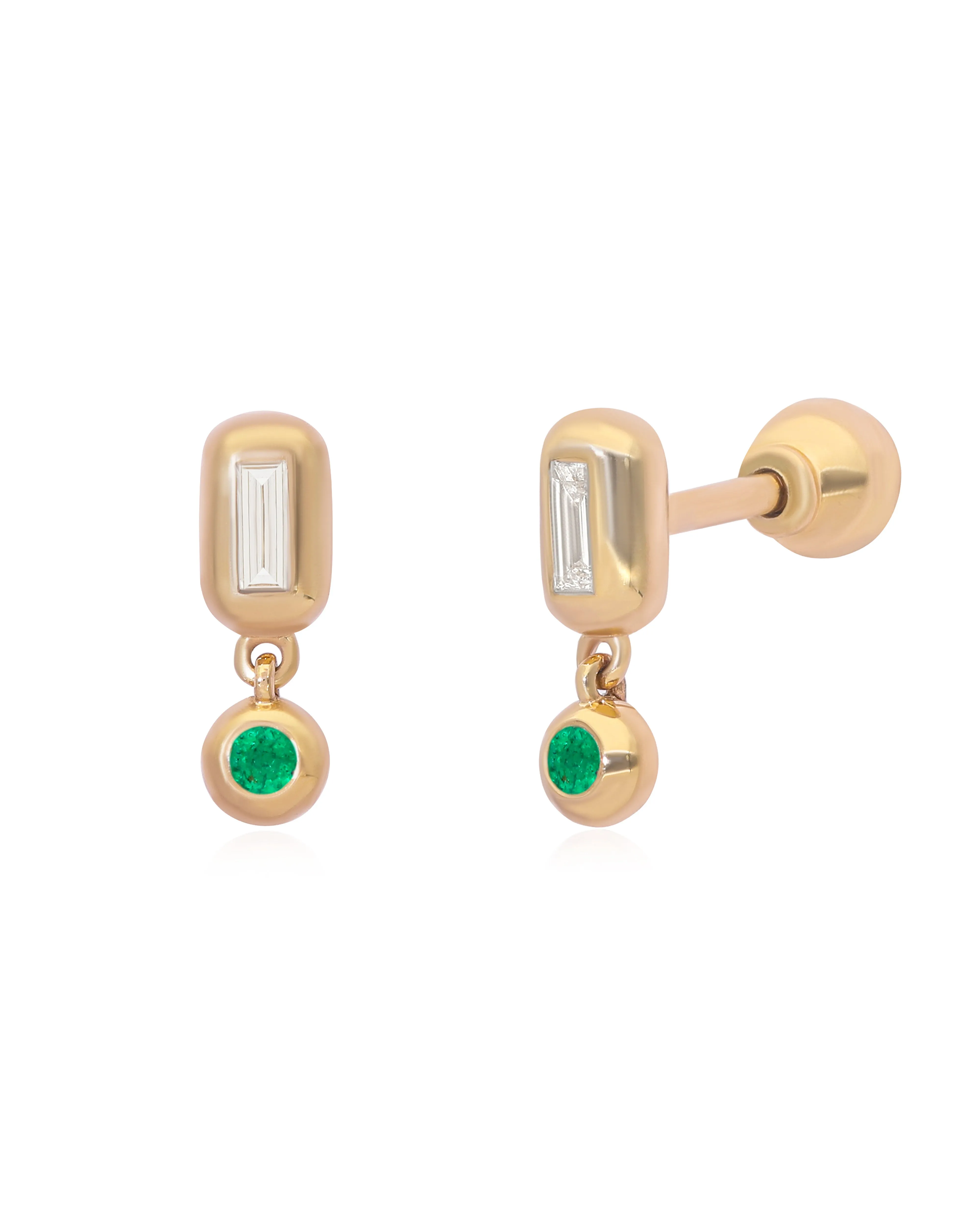 Ethereal Caress Emerald 14k Gold Drop Earrings