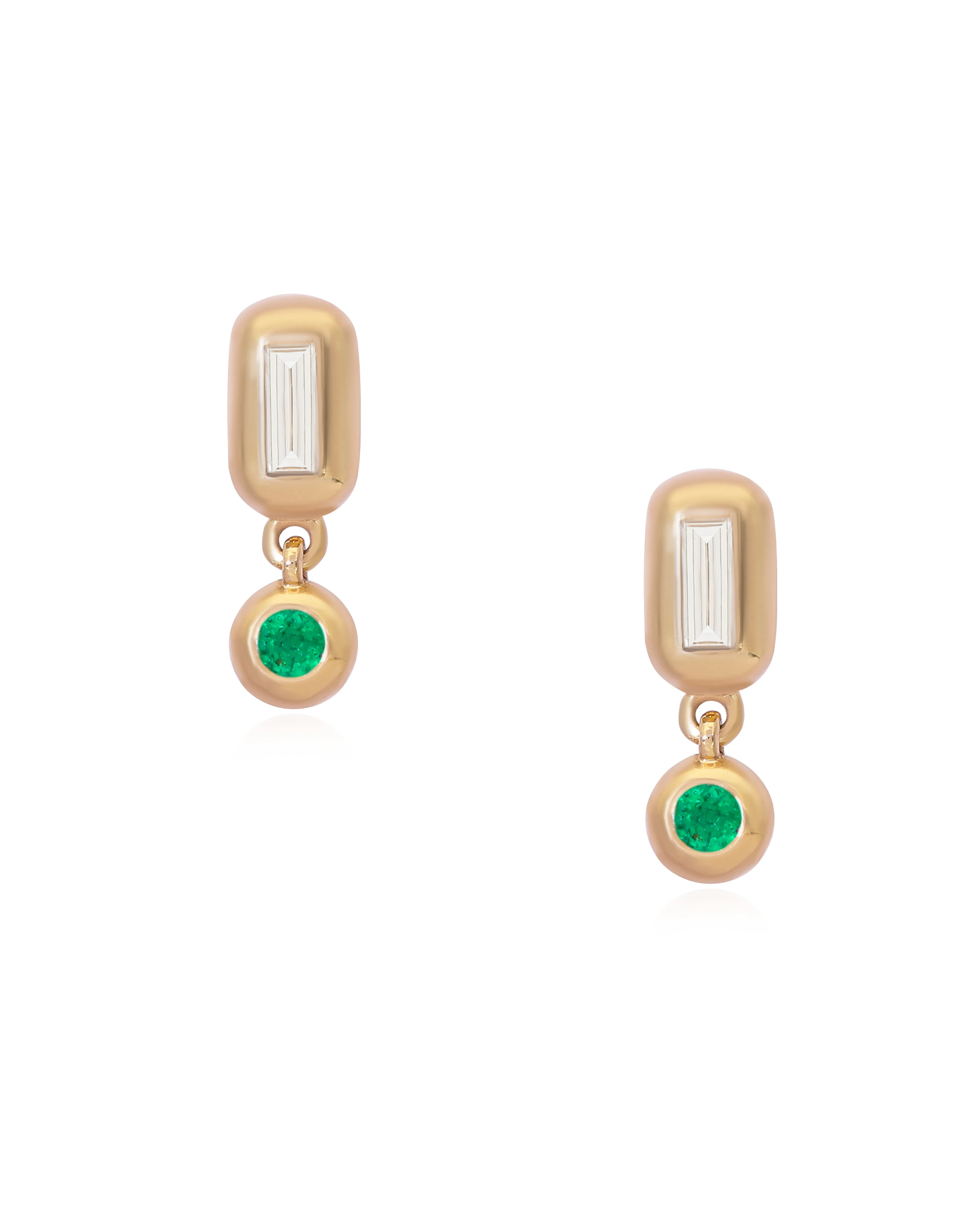 Ethereal Caress Emerald 14k Gold Drop Earrings