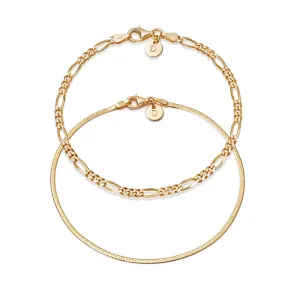 Extra Fine Bracelet Stack 18ct Gold Plate