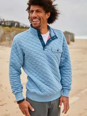 Faherty Epic Quilted Fleece Pullover in Sea Coast Melange
