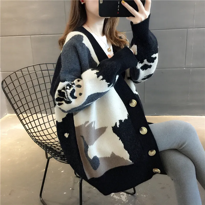 Favorite Idea Patterned Oversized Knit Cardigan
