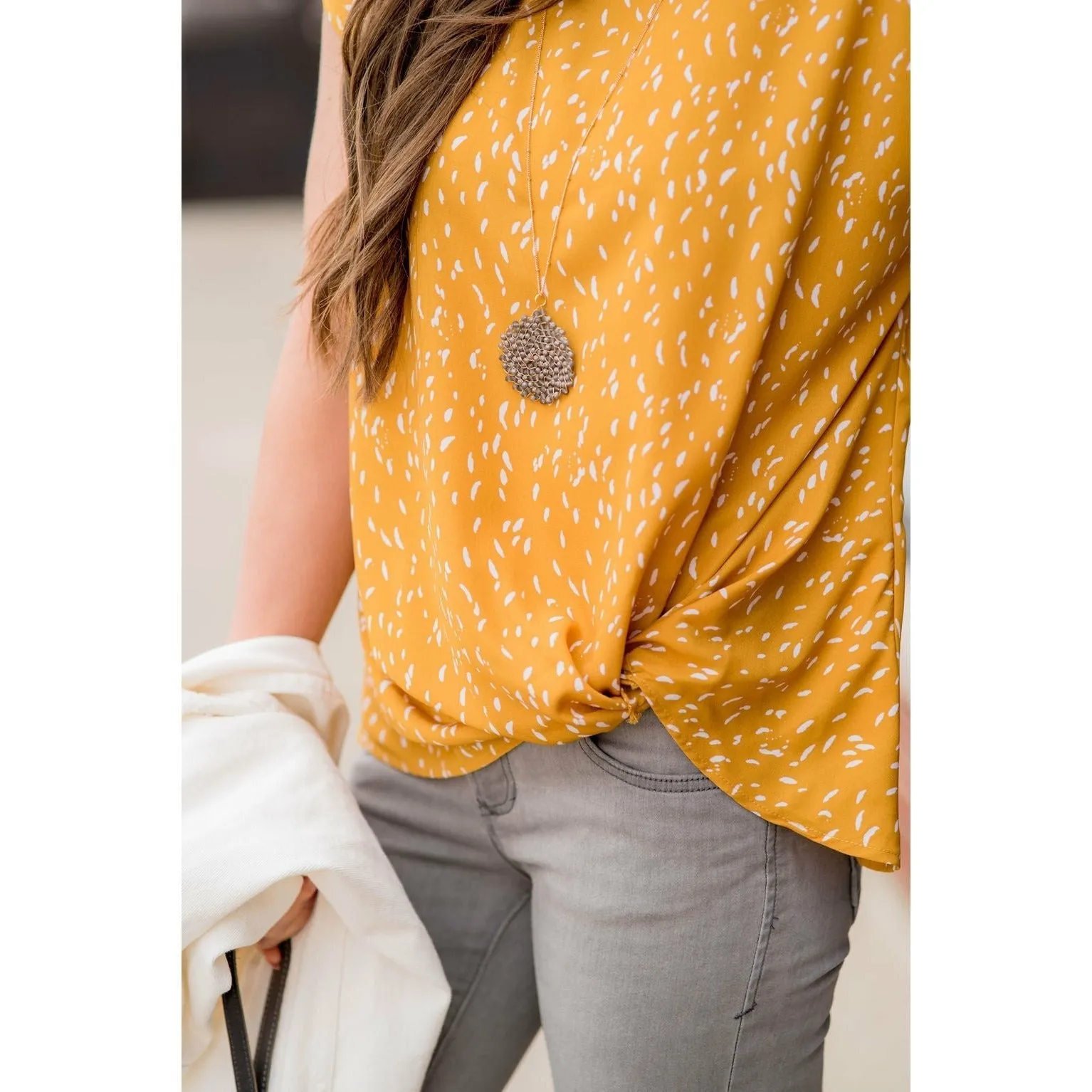 Feather Speckled Front Knot Tee