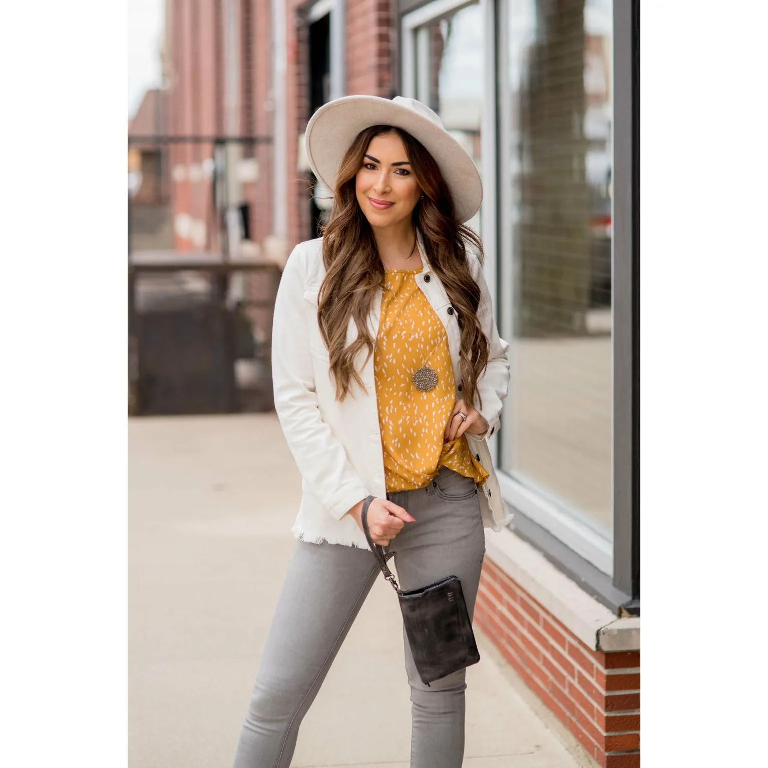 Feather Speckled Front Knot Tee