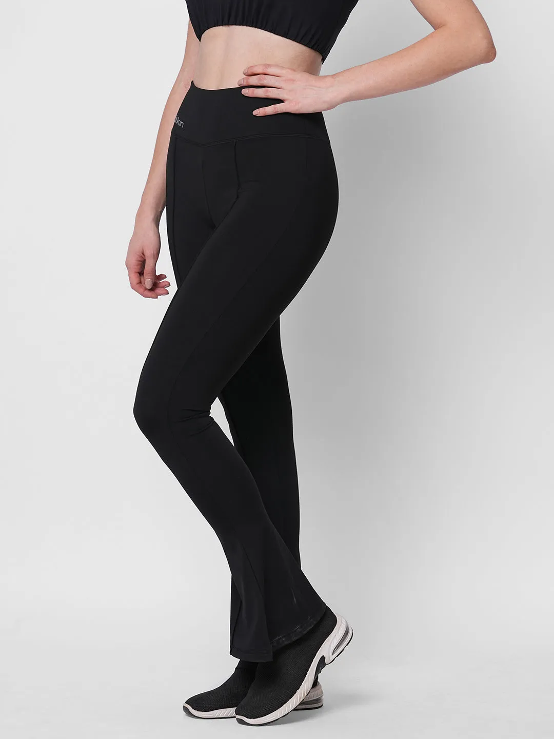 Fitkin Women Black Front Pintuck Bootcut Pants