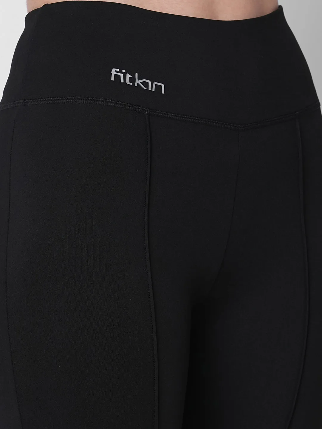 Fitkin Women Black Front Pintuck Bootcut Pants