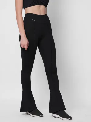 Fitkin Women Black Front Pintuck Bootcut Pants