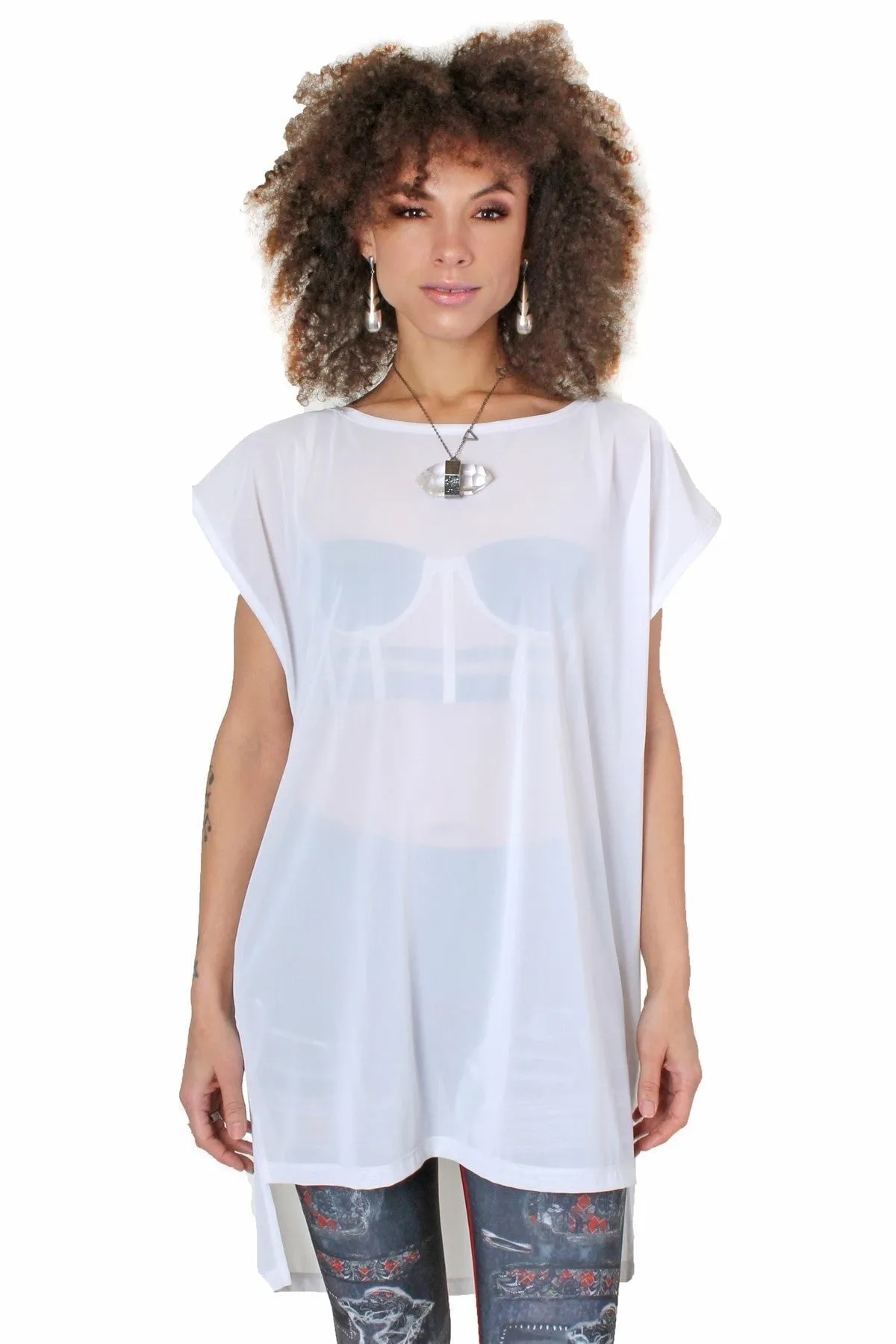 Five and Diamond Oversize Mesh Top
