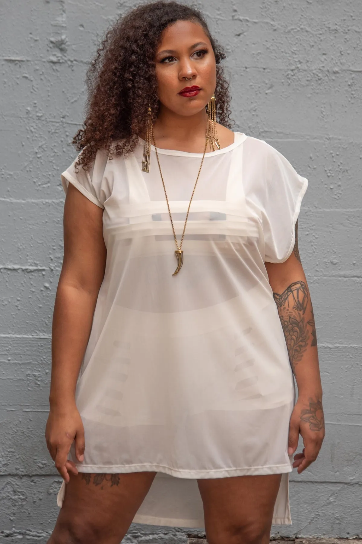 Five and Diamond Oversize Mesh Top