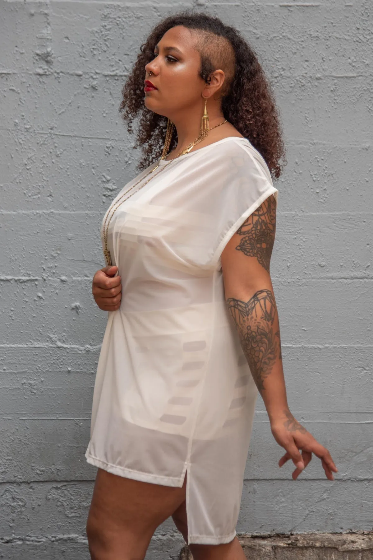 Five and Diamond Oversize Mesh Top