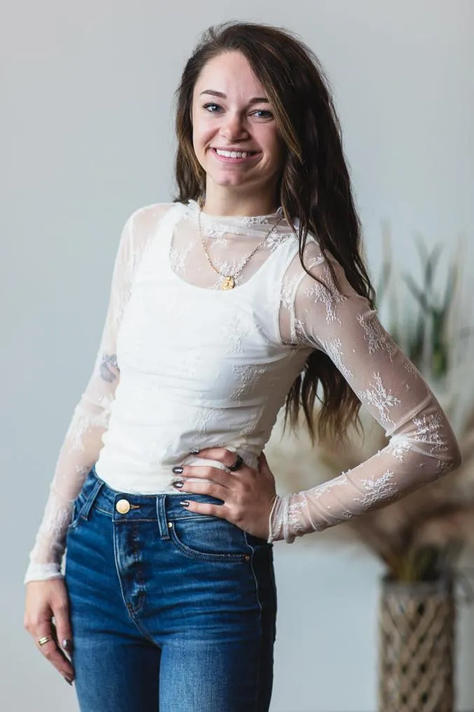 Floral Embroidered Lace Mesh Layering Top