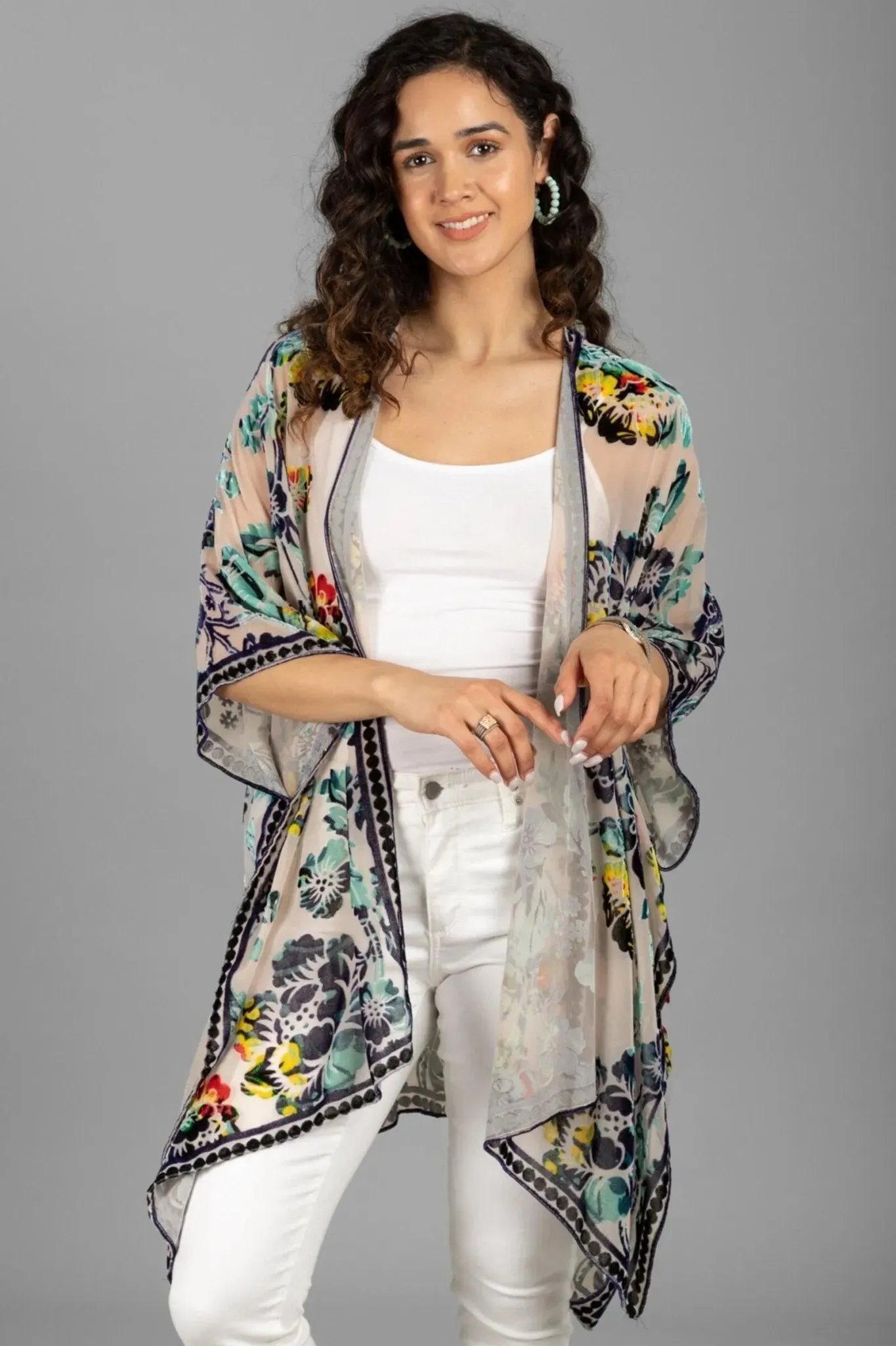 Floral Sheer Velvet Ruana