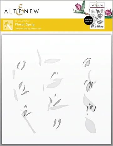 Floral Sprig Simple Coloring Stencil Set (2 in 1)
