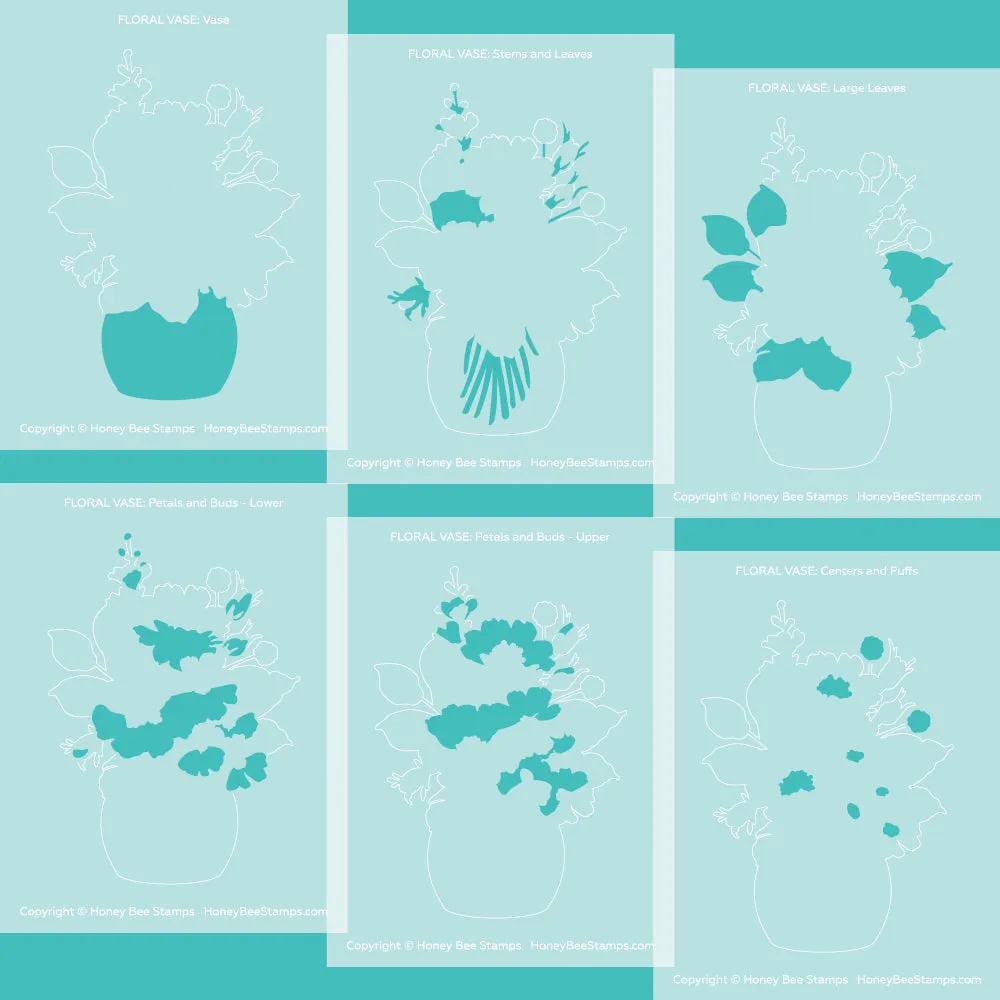 Floral Vase Coordinating Set of 6 | 6x6 Stencil