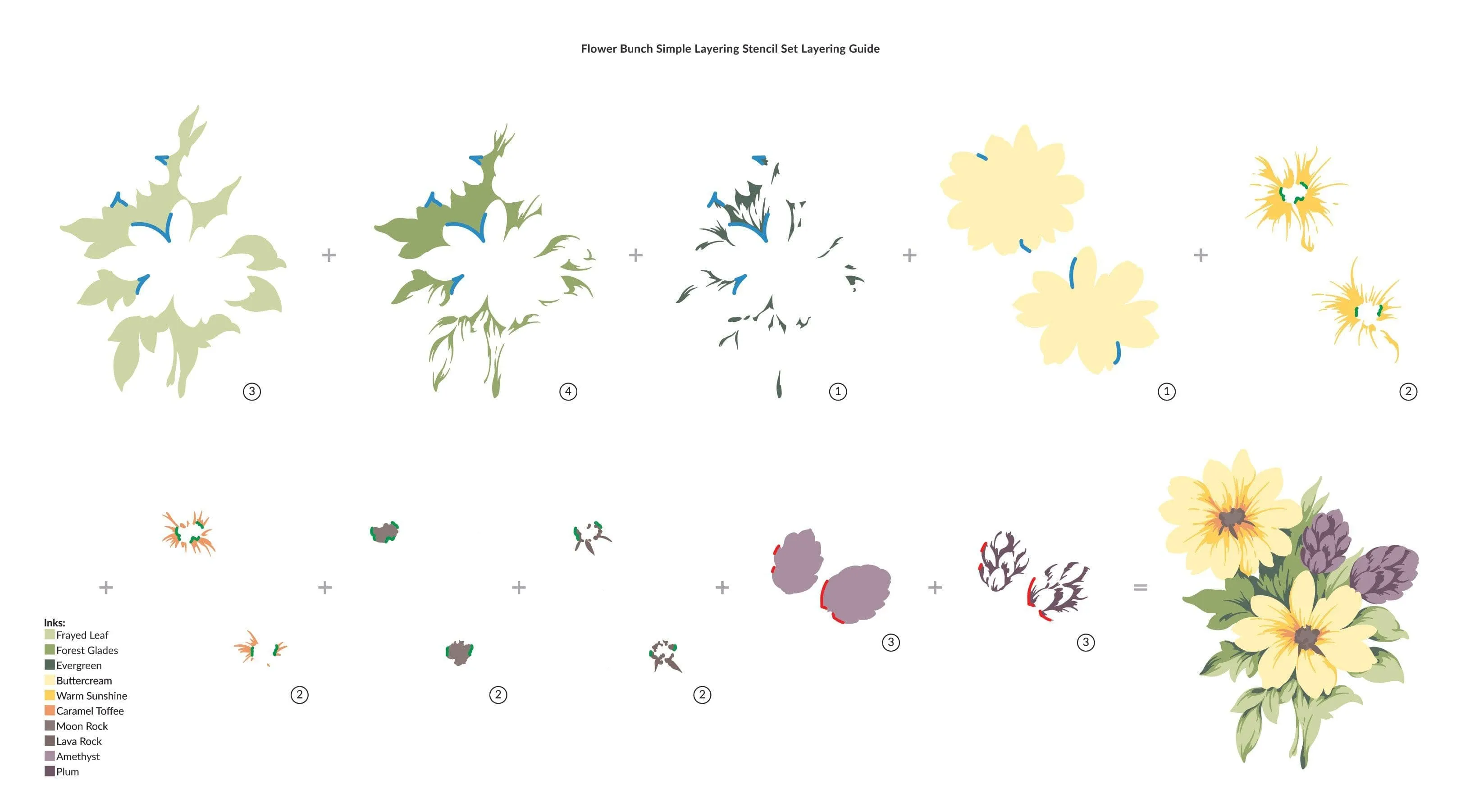 Flower Bunch Simple Layering Stencil Set (4 in 1)