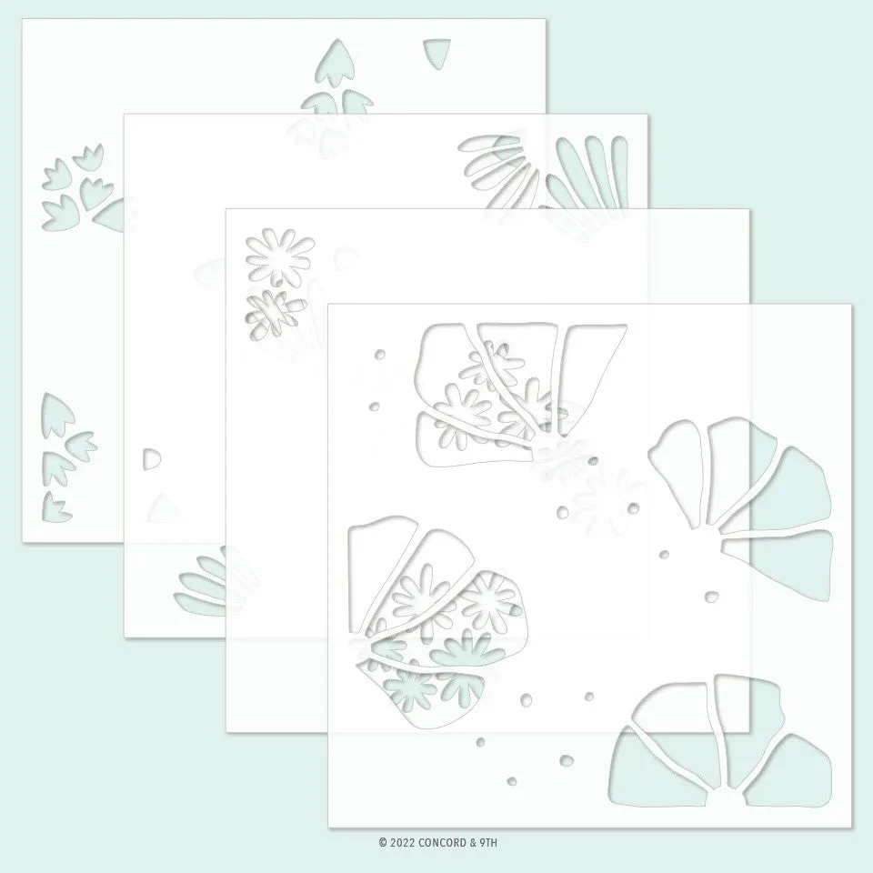 Flower Press Stencils 6x6