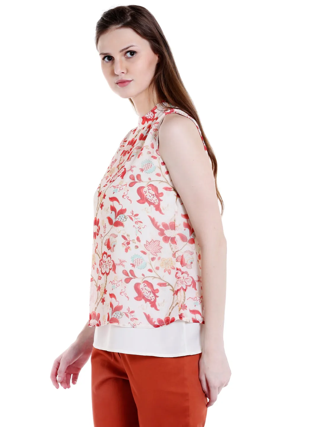 Flower Printed High Neck Top
