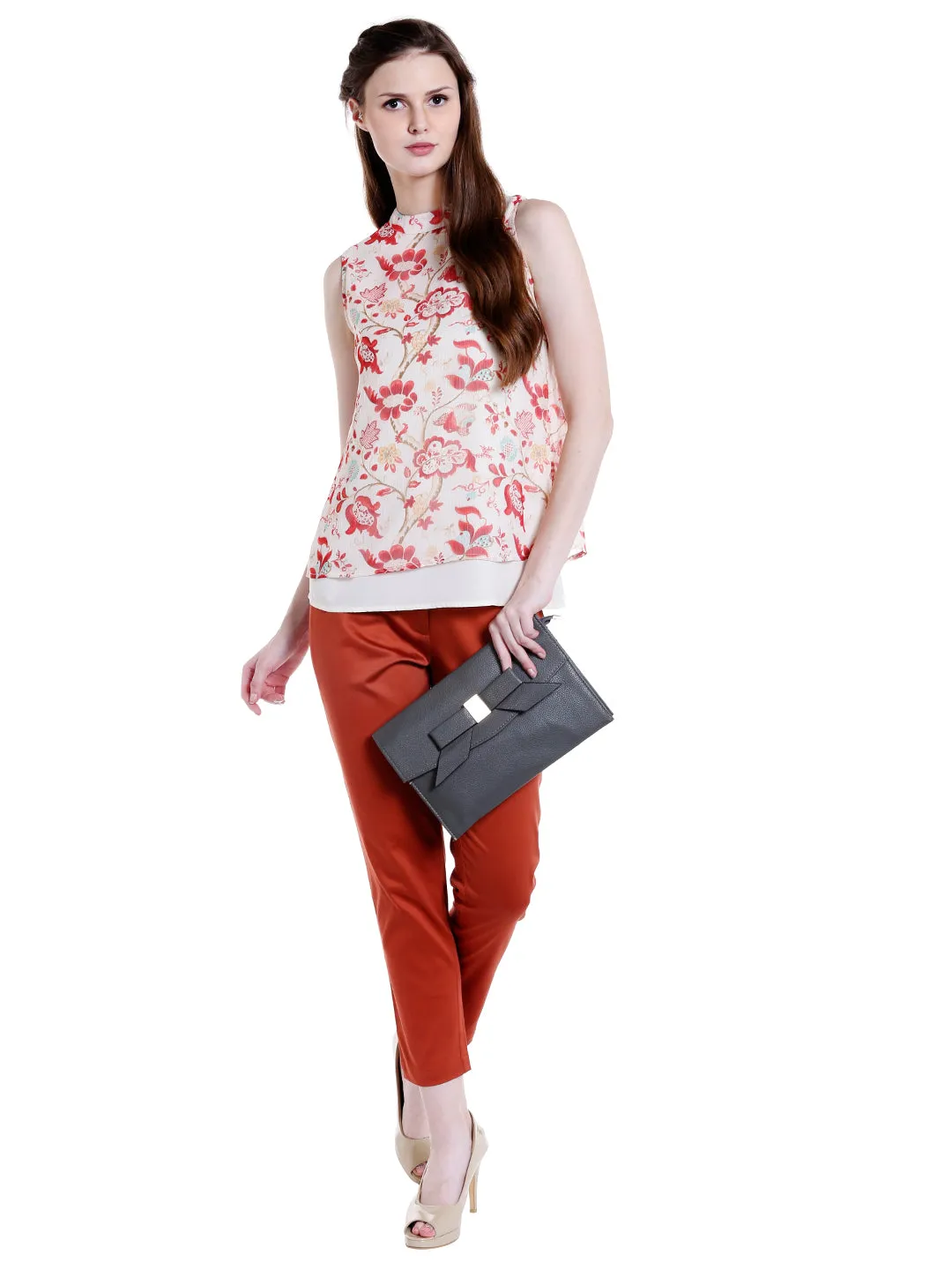 Flower Printed High Neck Top