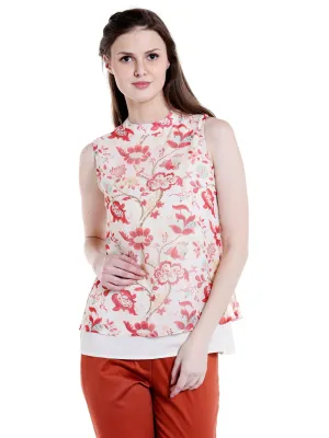 Flower Printed High Neck Top