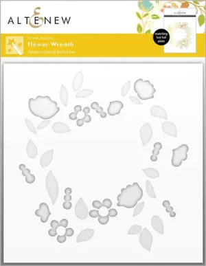 Flower Wreath Simple Coloring Stencil Set (2 in 1)